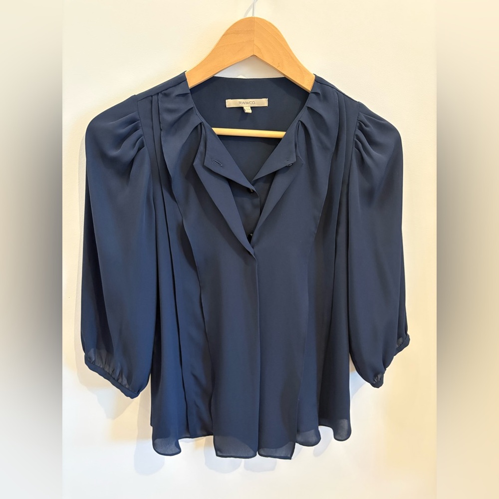 RW&CO. Deep Blue Blouse - Picture 1 of 3